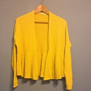 Anthopologie Yellow Peplem Cardigan